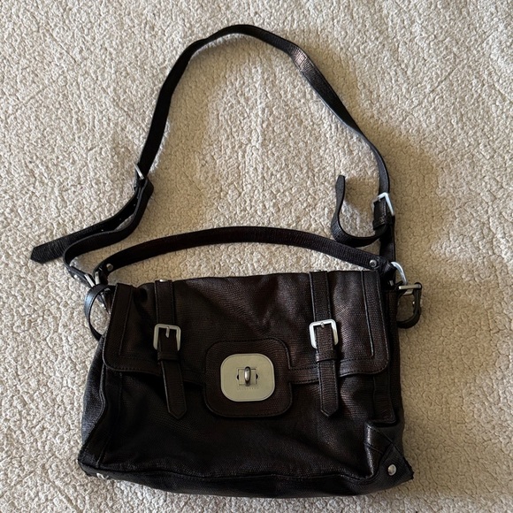 Longchamp Handbags - Longchamp Gatsby Python Metallic Brown Copper Leather Crossbody Silver Turn-Lock